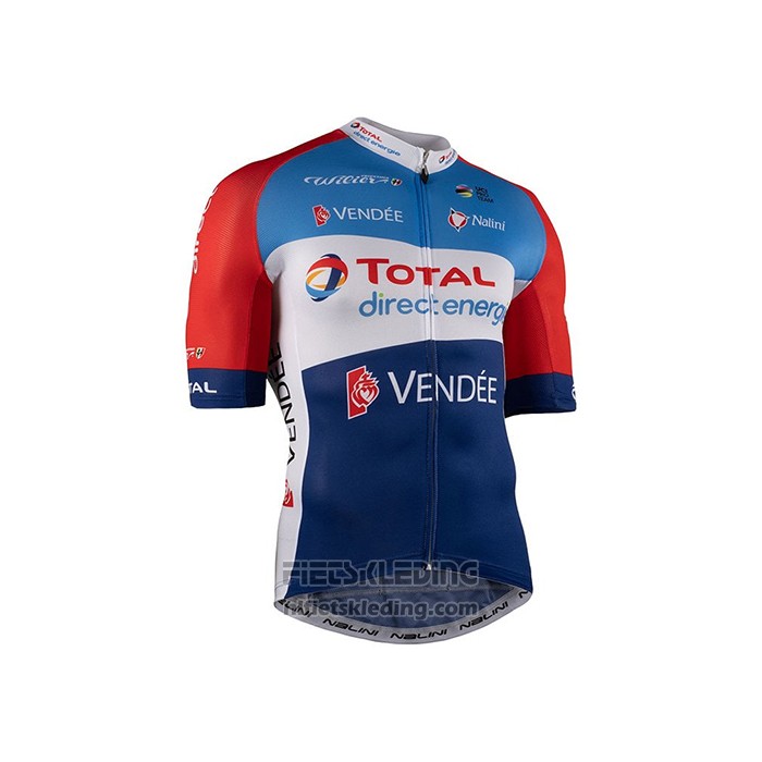 2021 Fietskleding Direct Energie Blauw Rood Wit Korte Mouwen en Koersbroek